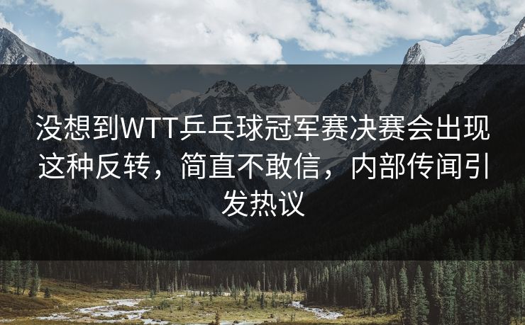 没想到WTT乒乓球冠军赛决赛会出现这种反转,简直不敢信,内部传闻引发热议